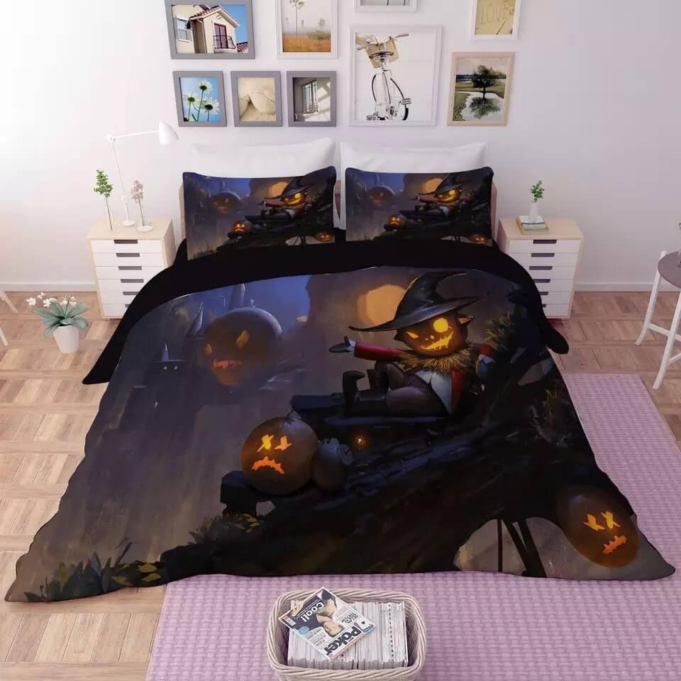 Halloween Horro Pumpkin Ghost 28 Duvet Cover Pillowcase Bedding Set