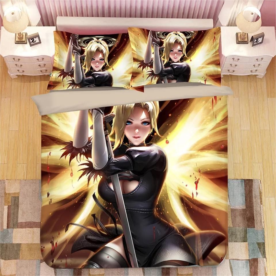 Game Overwatch Mercy 2 Duvet Cover Pillowcase Bedding Sets Home