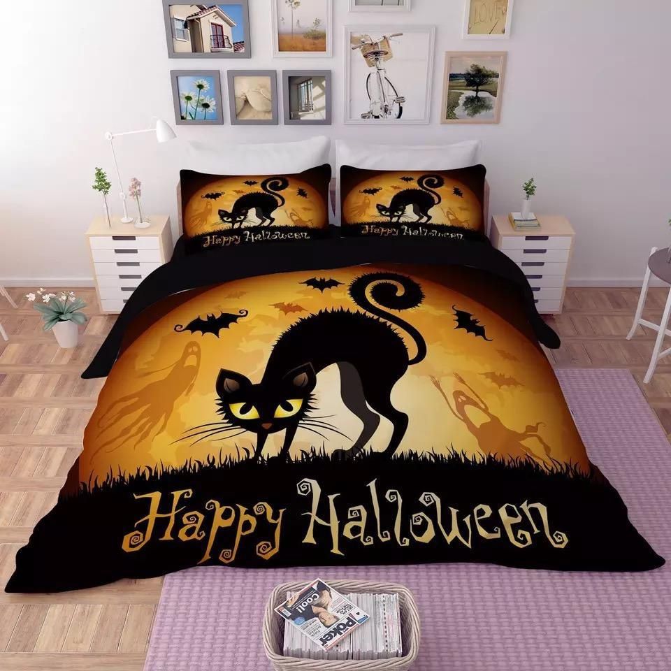Halloween Horro Pumpkin Ghost 8 Duvet Cover Pillowcase Bedding Set