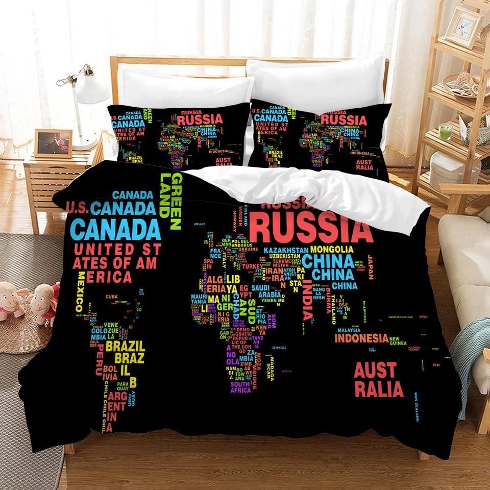 Map Of The World 6 Duvet Cover Quilt Cover Pillowcase