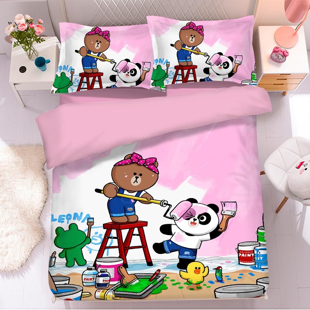 Line Town Brown Cony 3 Duvet Cover Quilt Cover Pillowcase