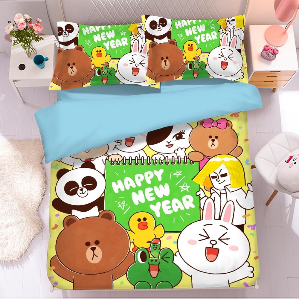 Line Town Brown Cony 9 Duvet Cover Quilt Cover Pillowcase