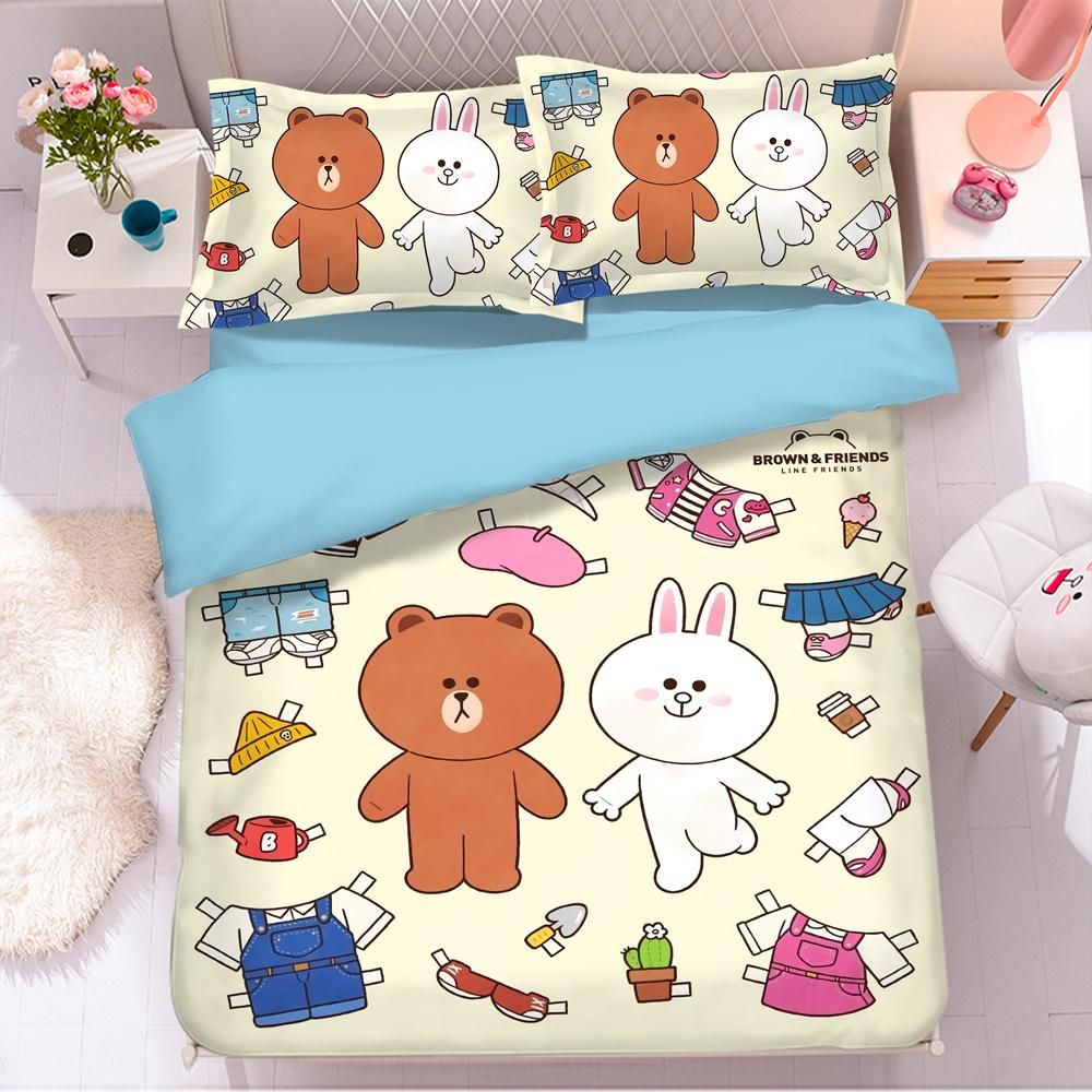 Line Town Brown Cony 15 Duvet Cover Quilt Cover Pillowcase