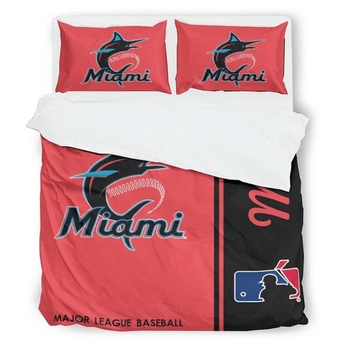 Miami Marlins Mlb Baseball Bedding Sets Duvet Cover Bedroom Quilt