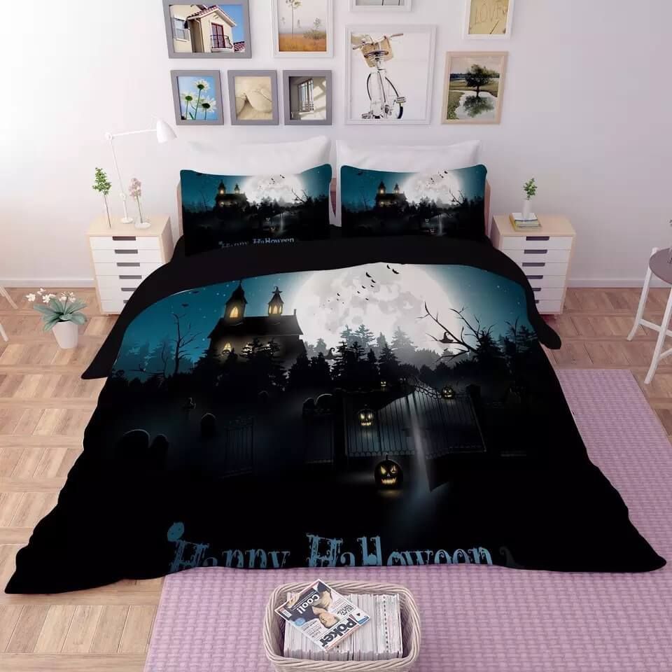 Halloween Horro Pumpkin Ghost 30 Duvet Cover Pillowcase Bedding Set