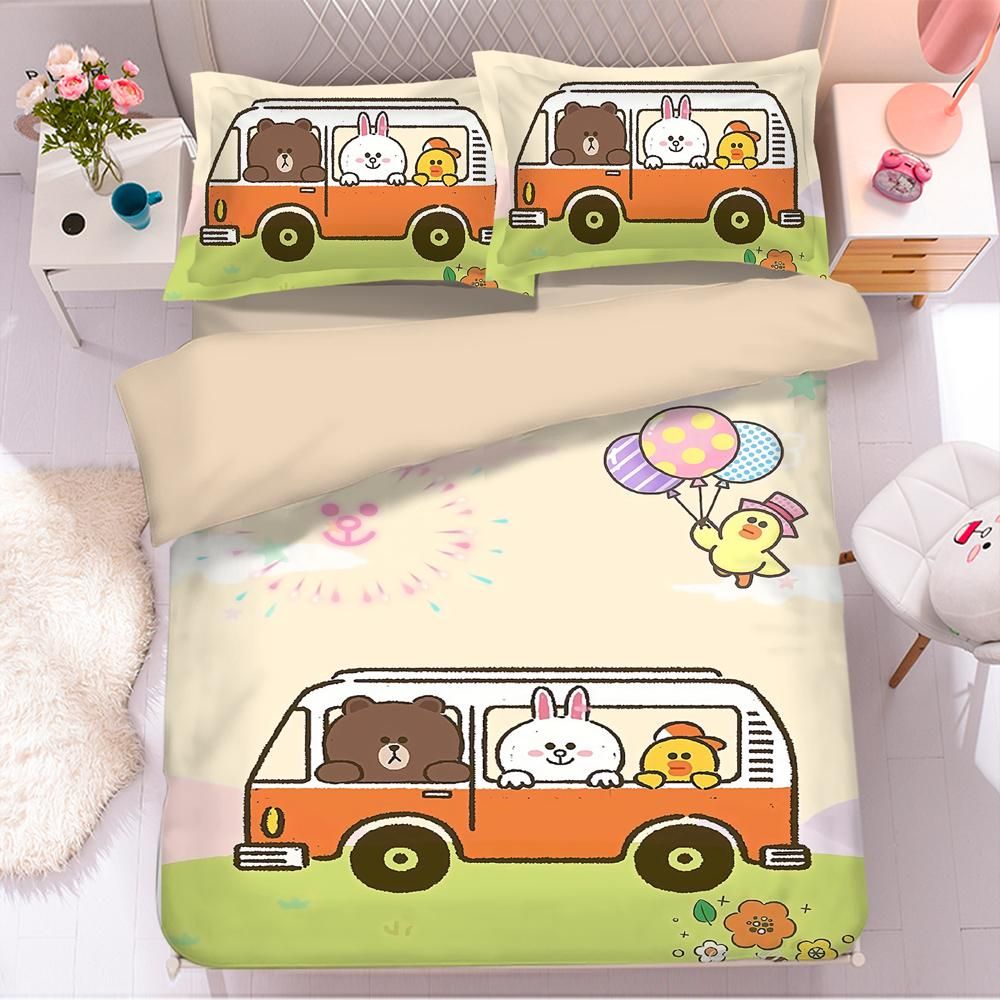 Line Town Brown Cony 5 Duvet Cover Quilt Cover Pillowcase