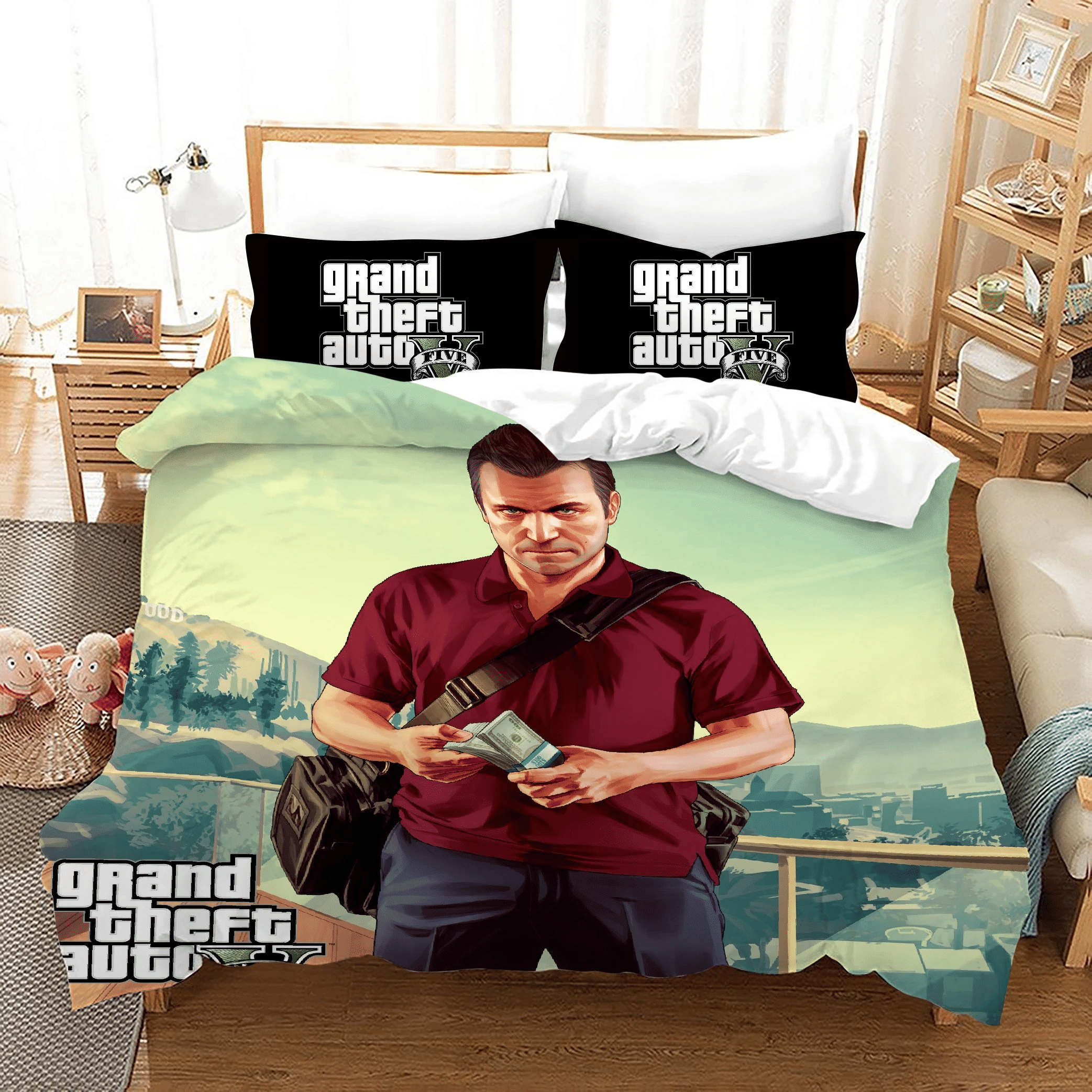 Grand Theft Auto 16 Duvet Cover Pillowcase Bedding Sets Home