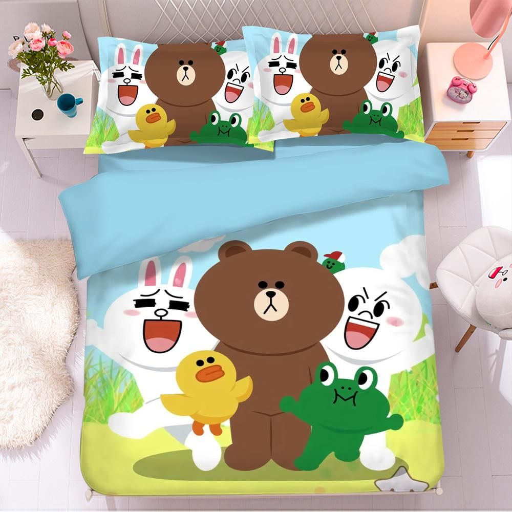 Line Town Brown Cony 8 Duvet Cover Quilt Cover Pillowcase