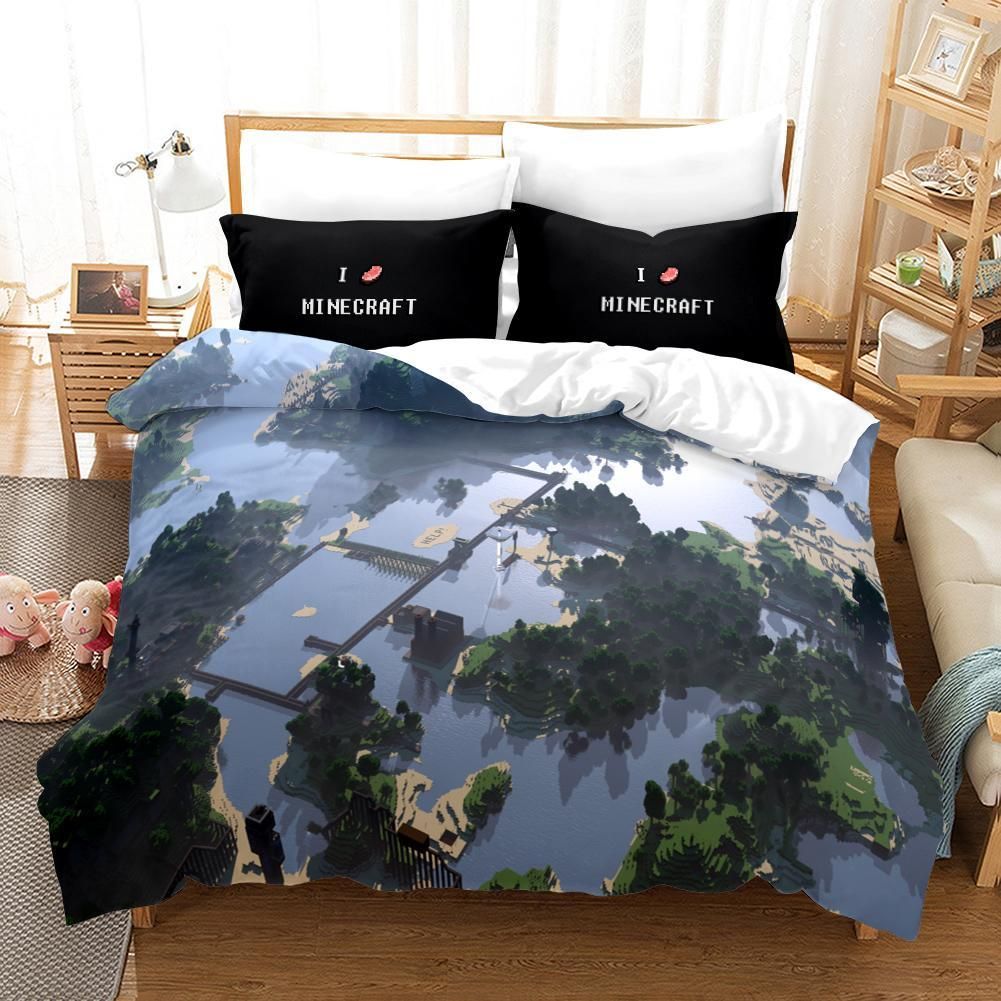 Minecraft 17 Duvet Cover Pillowcase Bedding Sets Home Bedroom Decor