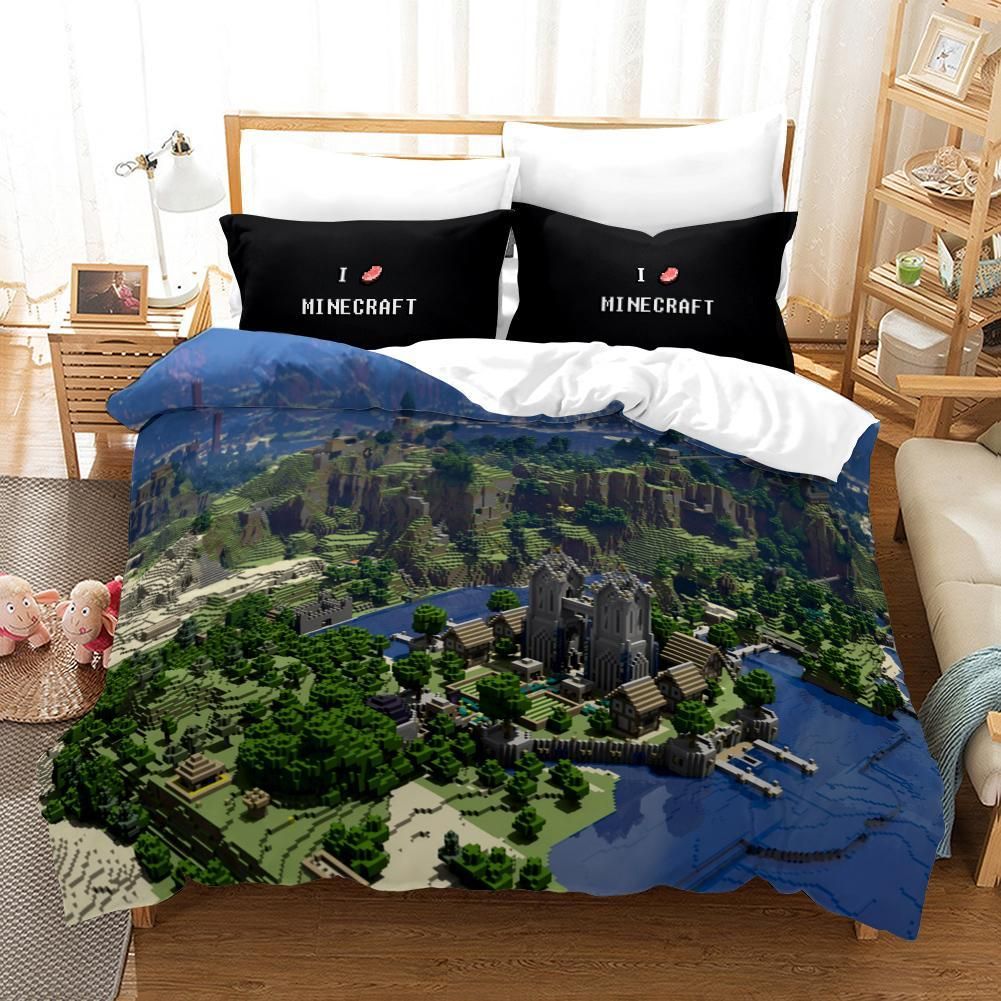 Minecraft 12 Duvet Cover Pillowcase Bedding Sets Home Bedroom Decor