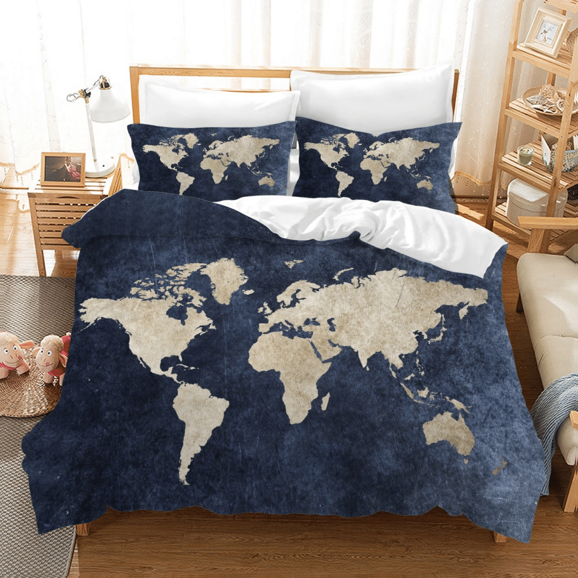 Map Of The World 1 Duvet Cover Quilt Cover Pillowcase