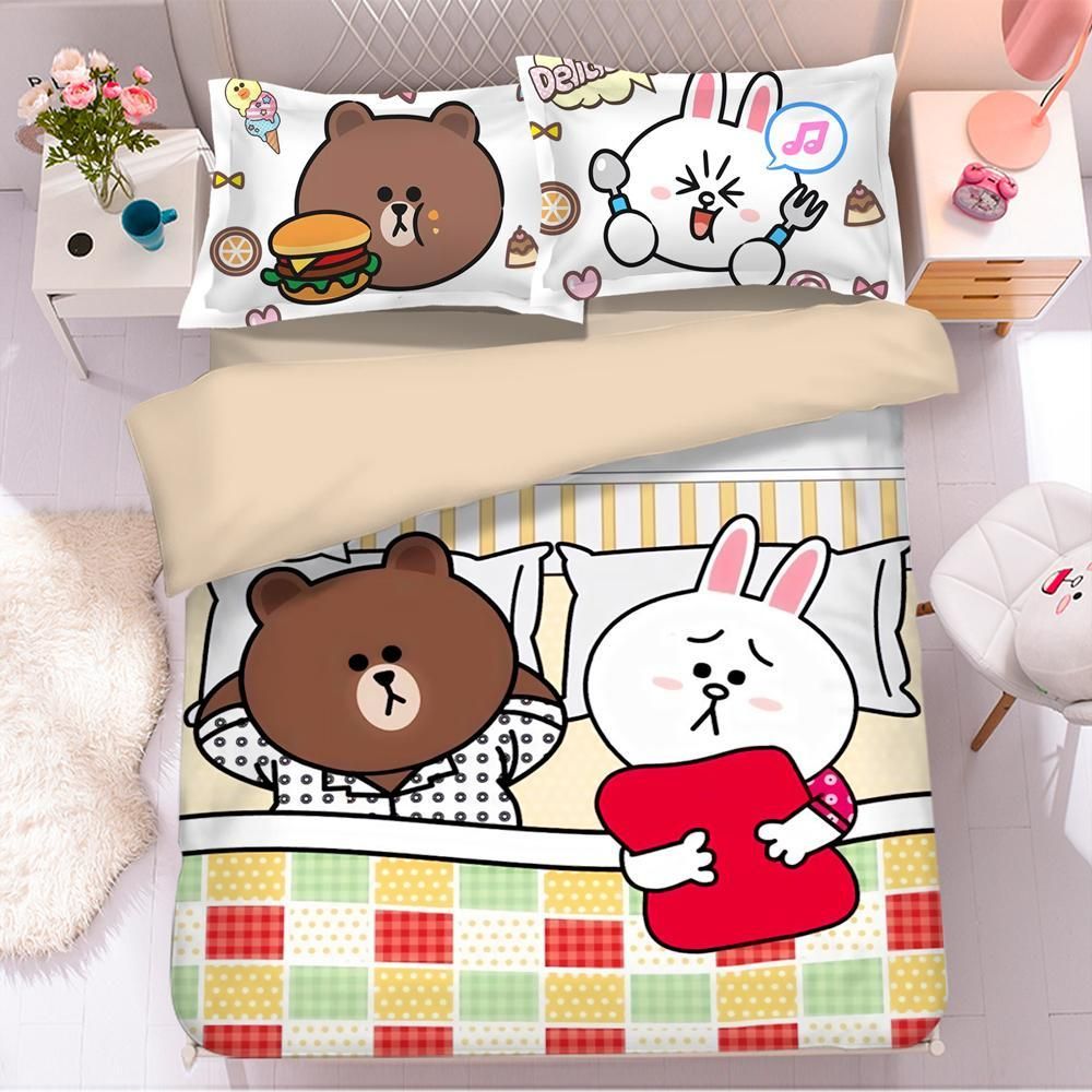 Line Town Brown Cony 1 Duvet Cover Pillowcase Bedding Sets