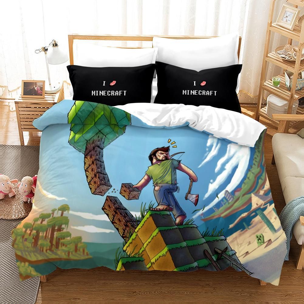 Minecraft 10 Duvet Cover Pillowcase Bedding Sets Home Bedroom Decor