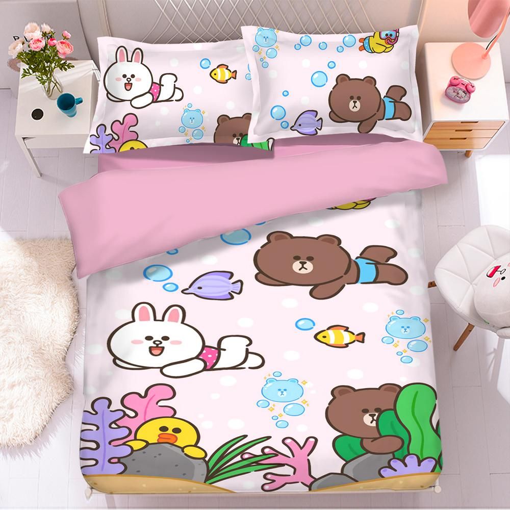 Line Town Brown Cony 11 Duvet Cover Quilt Cover Pillowcase