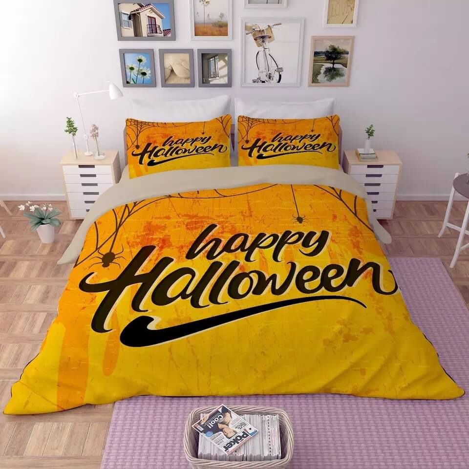 Halloween Horro Pumpkin Ghost 10 Duvet Cover Pillowcase Bedding Set
