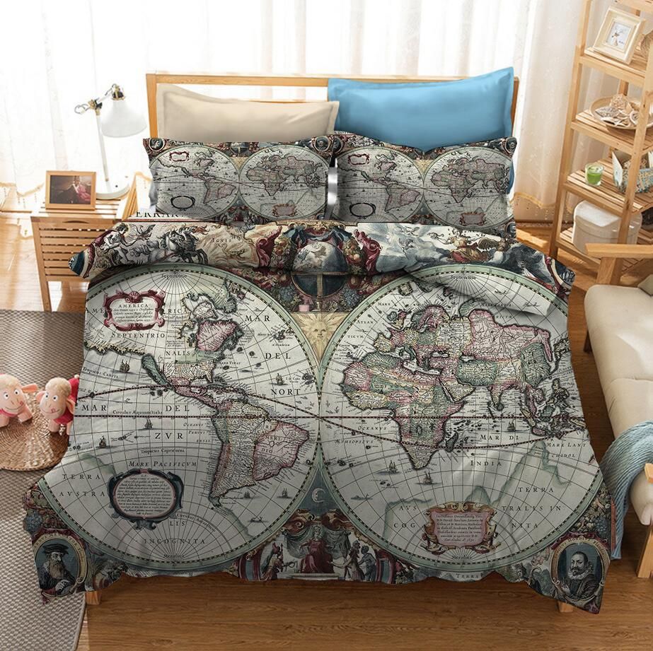 Map Of The World 1 Duvet Cover Quilt Cover Pillowcase