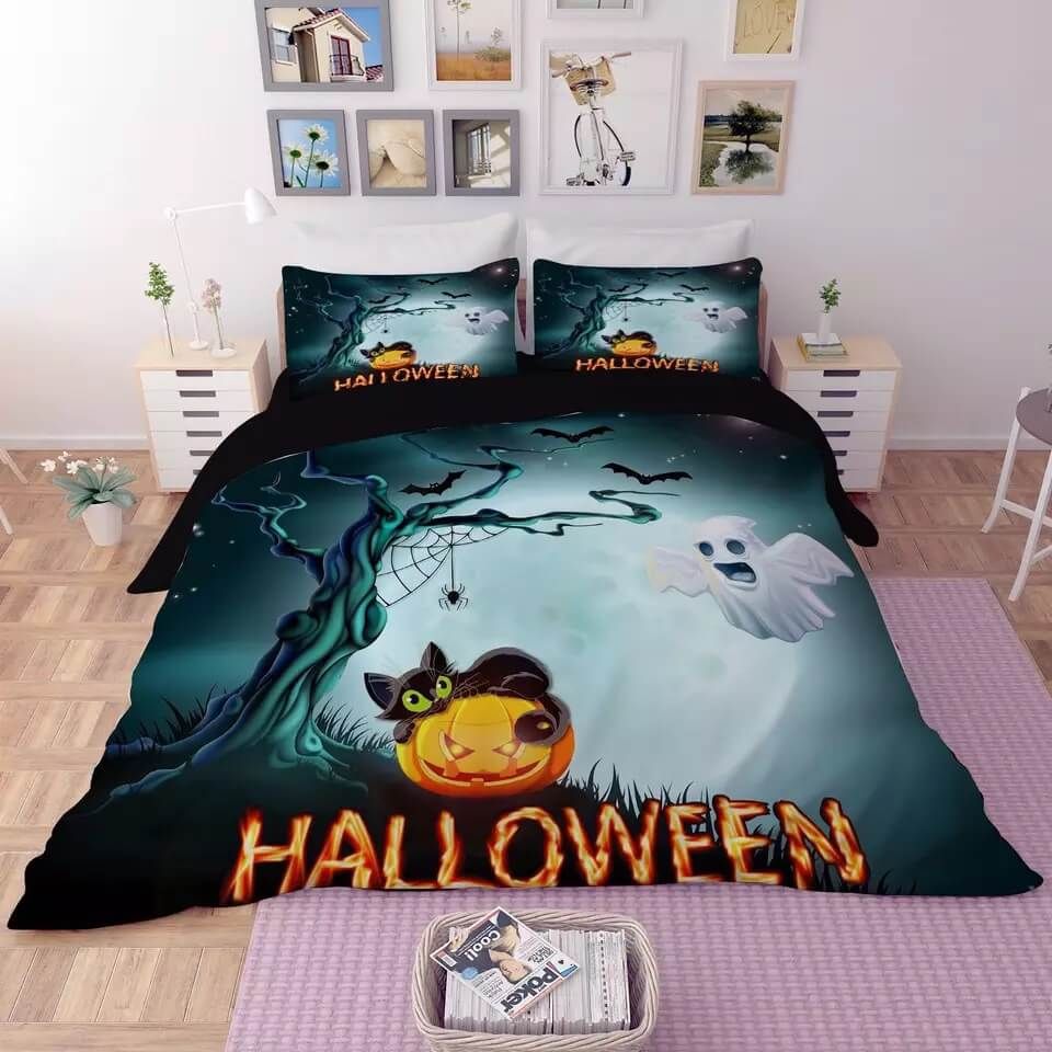 Halloween Horro Pumpkin Ghost 23 Duvet Cover Pillowcase Bedding Set