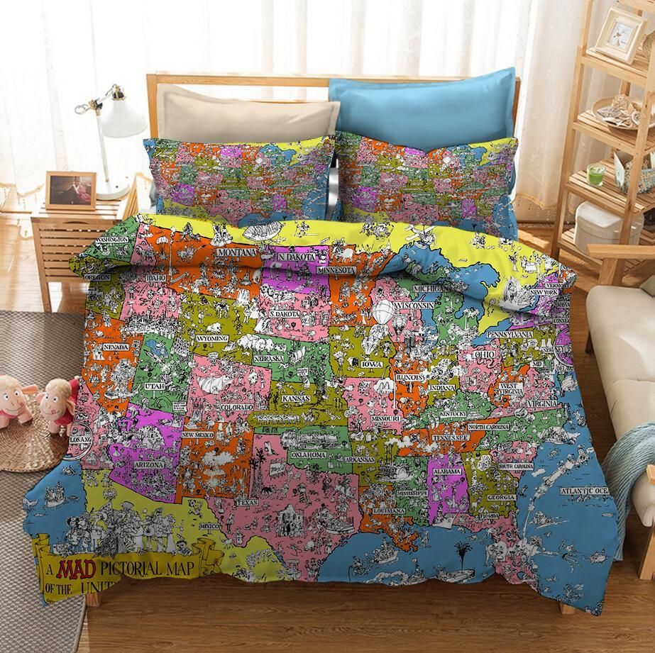 Map Of The World 4 Duvet Cover Pillowcase Bedding Sets