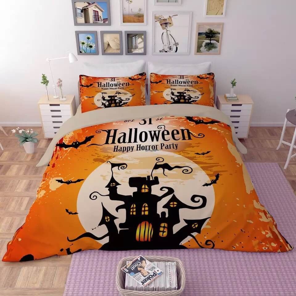Halloween Horro Pumpkin Ghost 15 Duvet Cover Pillowcase Bedding Set