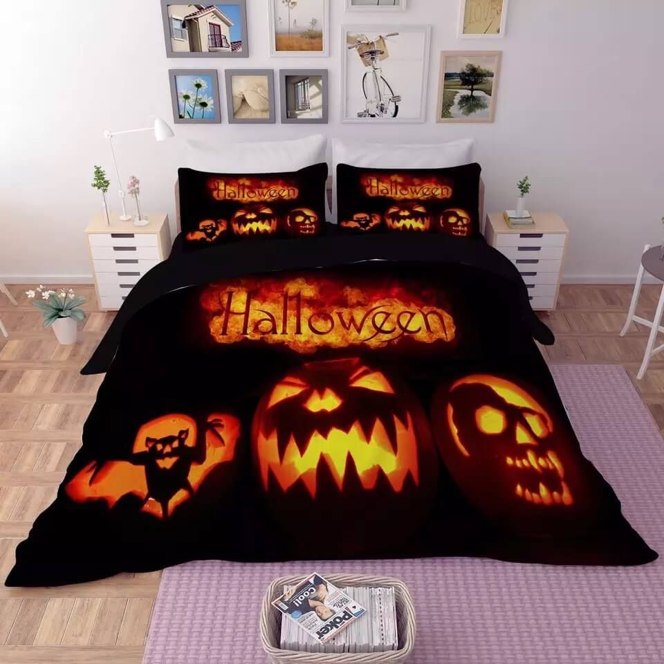 Halloween Horro Pumpkin Ghost 13 Duvet Cover Pillowcase Bedding Set