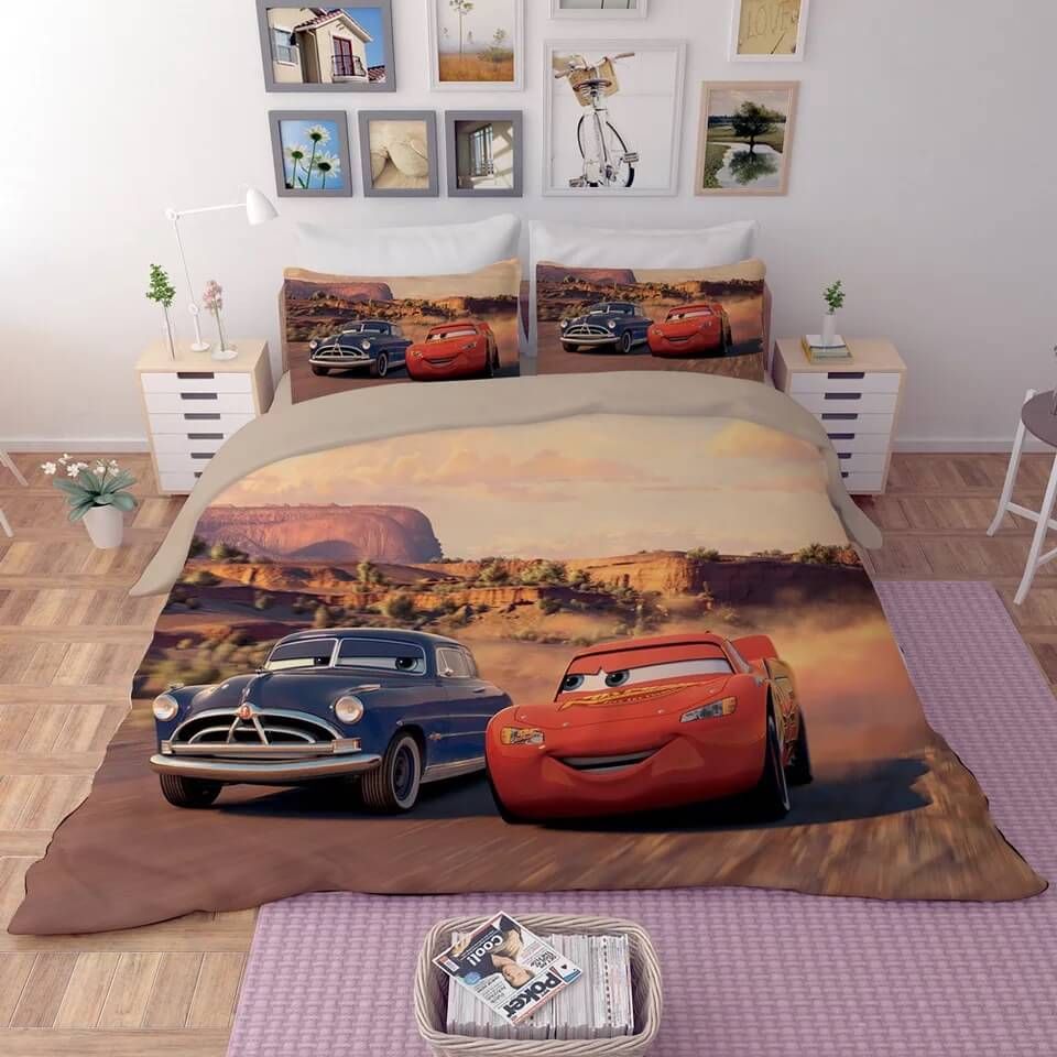 Movie Cars Lightning Mcqueen 7 Duvet Cover Pillowcase Bedding Sets