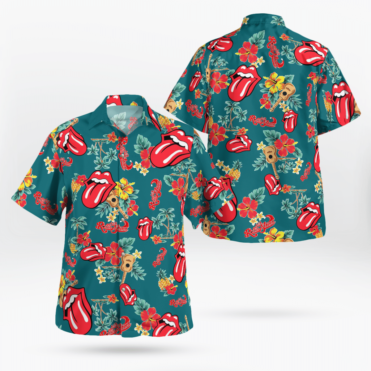 The Rolling Stones Tropical Pattern Hawaiian Shirt Aloha Shirt For Men Women