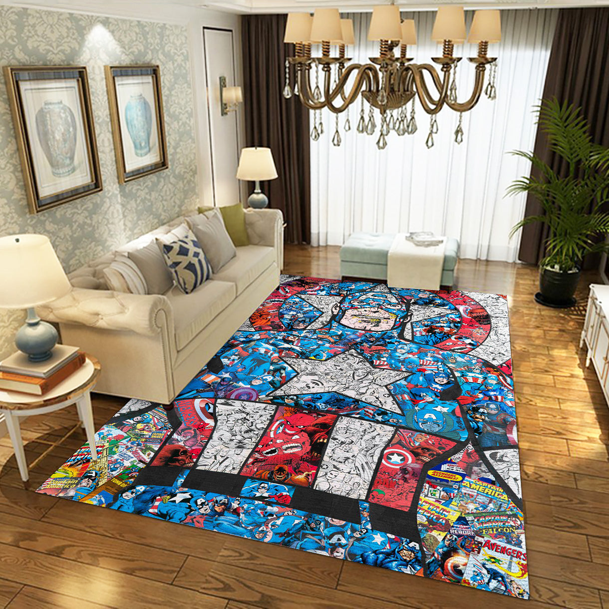 Captain America Rug, Living Room And Bedroom Rug - Home US Decor - Indoor Outdoor Rugs