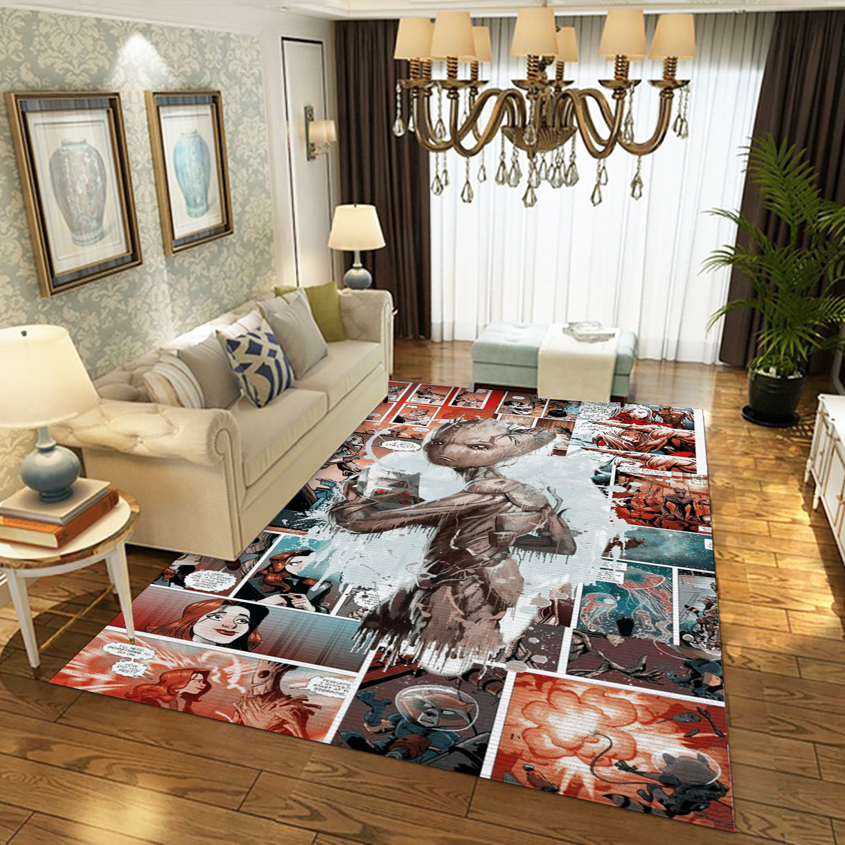 Groot Comic Rug, Living Room Rug - Floor Decor - Indoor Outdoor Rugs