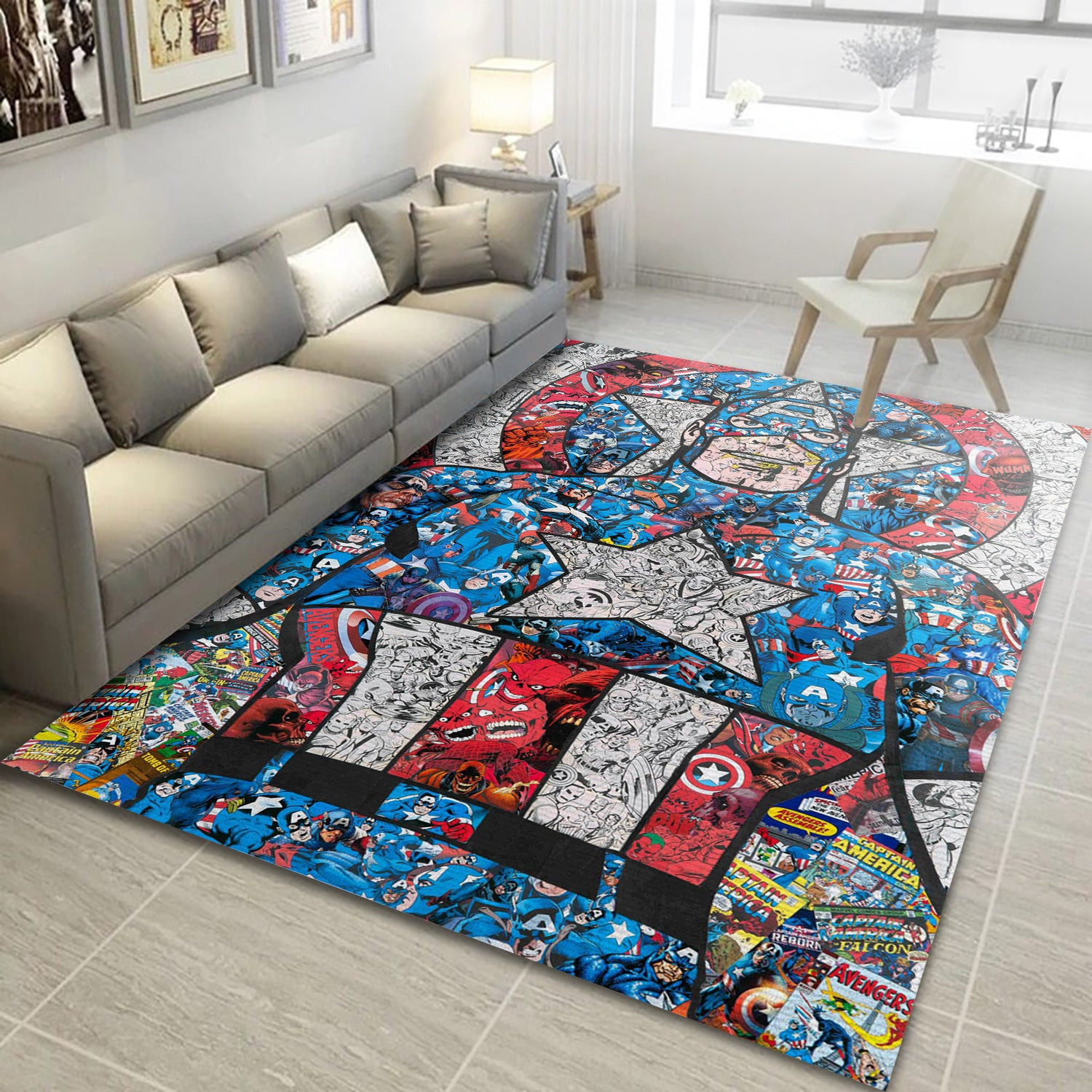 Captain America Rug, Living Room And Bedroom Rug - Home US Decor - Indoor Outdoor Rugs