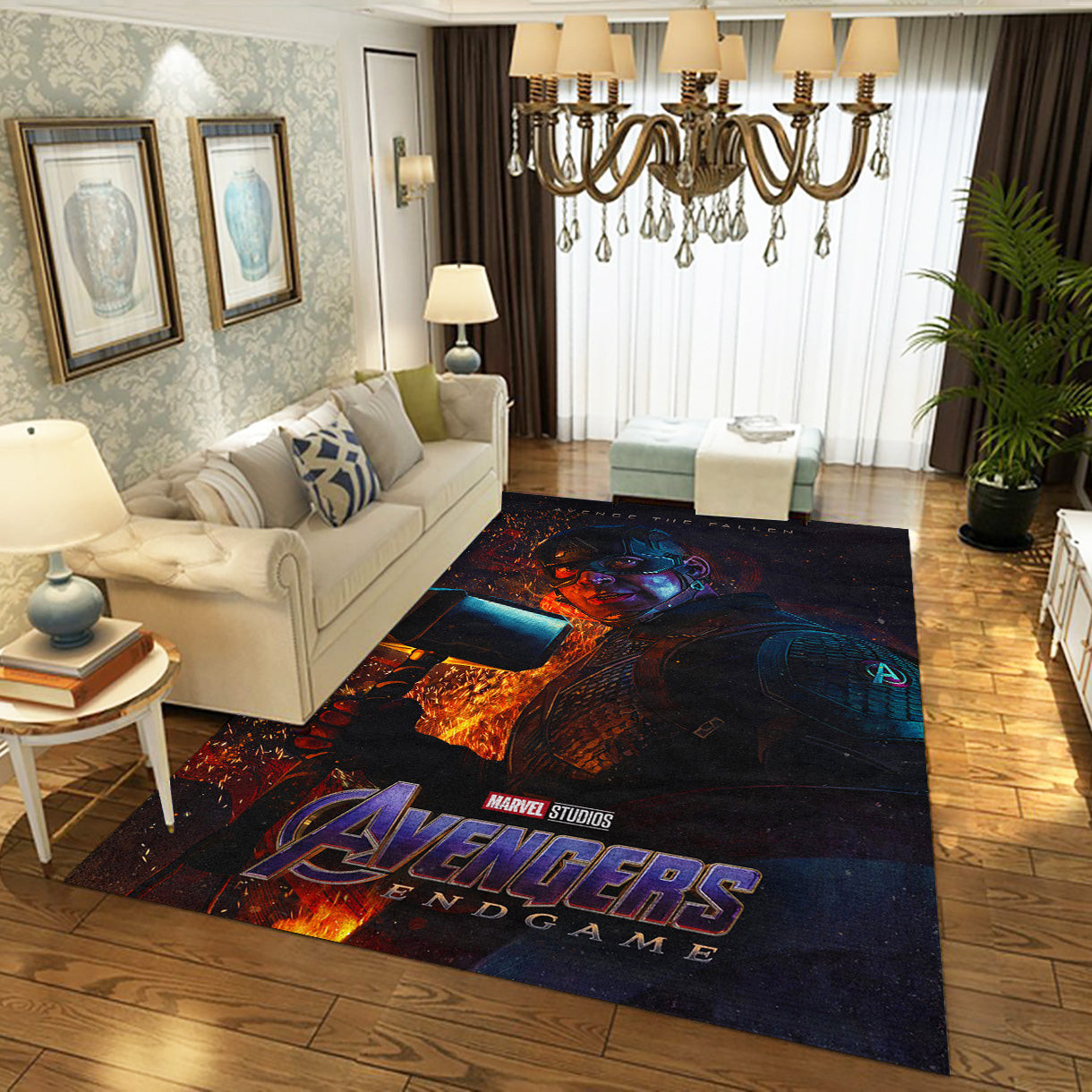 Avengers Endgame Captain America Rug, Living Room And Bedroom Rug - Home Decor Floor Decor - Indoor Outdoor Rugs