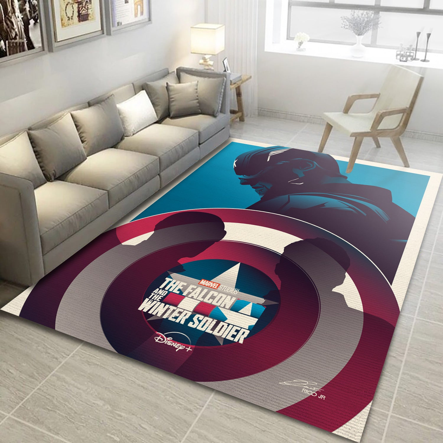 Captain America Falcon And The Winter Soldier Area Rug, Bedroom Rug - Home Decor - Indoor Outdoor Rugs