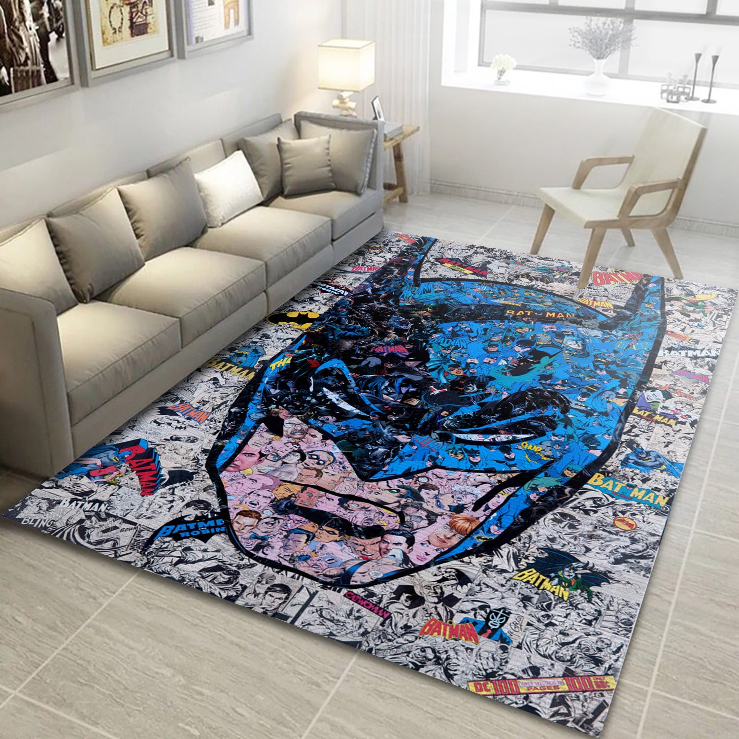 Batman Rug, Living Room Rug - Home Decor Floor Decor - Indoor Outdoor Rugs