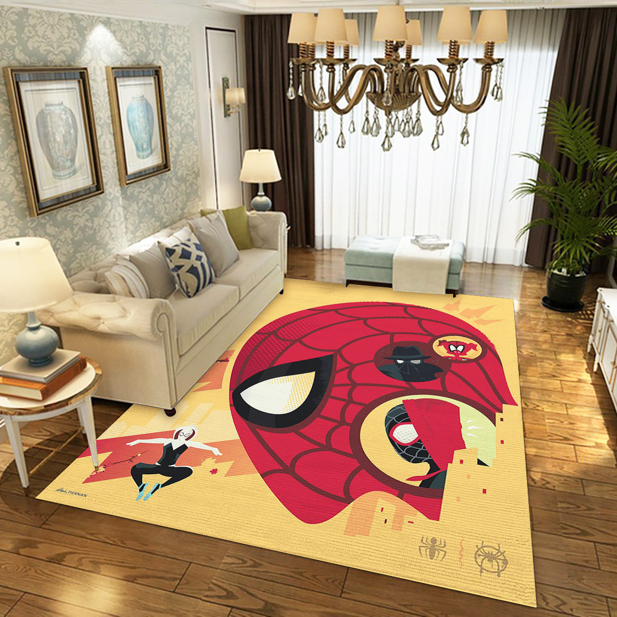 Spider Man Into The Spider Verse Peter Parker Miles Morales Area Rug, Living Room And Bedroom Rug - Floor Decor - Indoor Outdoor Rugs