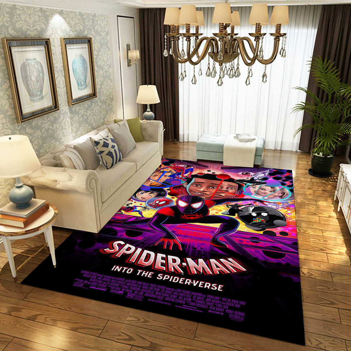 Spider Man Into The Spider Verse Area Rug For Christmas, Living Room Rug - Floor Decor - Indoor Outdoor Rugs