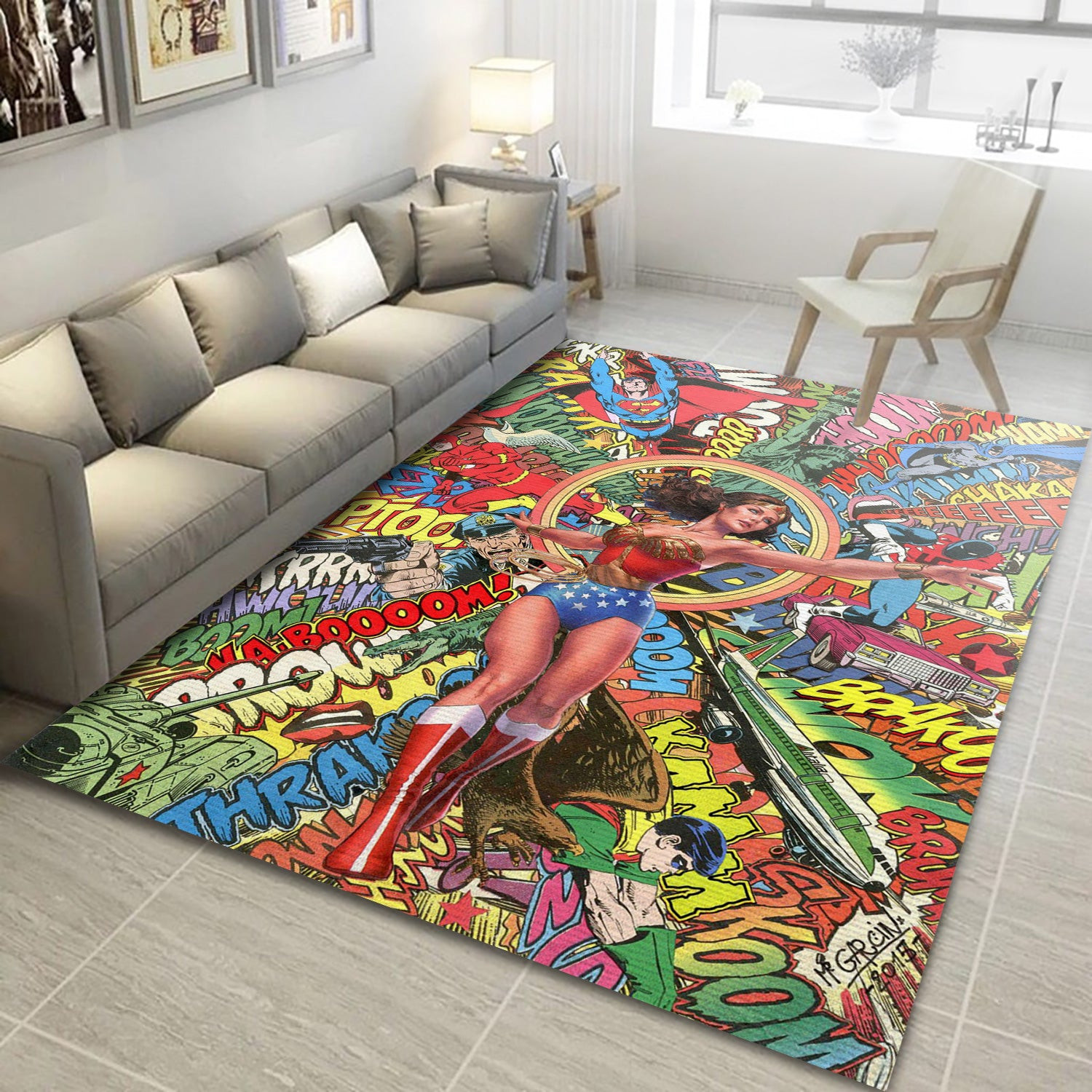 Wonder Woman Comic Area Rug For Christmas, Bedroom Rug - Home Decor - Indoor Outdoor Rugs