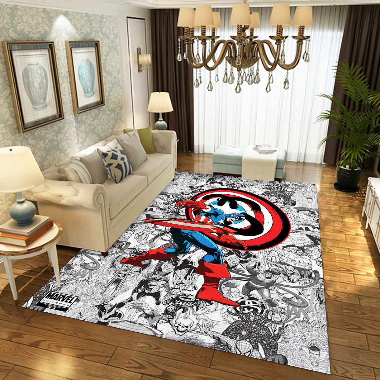 Captain America Comic Ver1 Area Rug, Bedroom Rug - Home US Decor - Indoor Outdoor Rugs