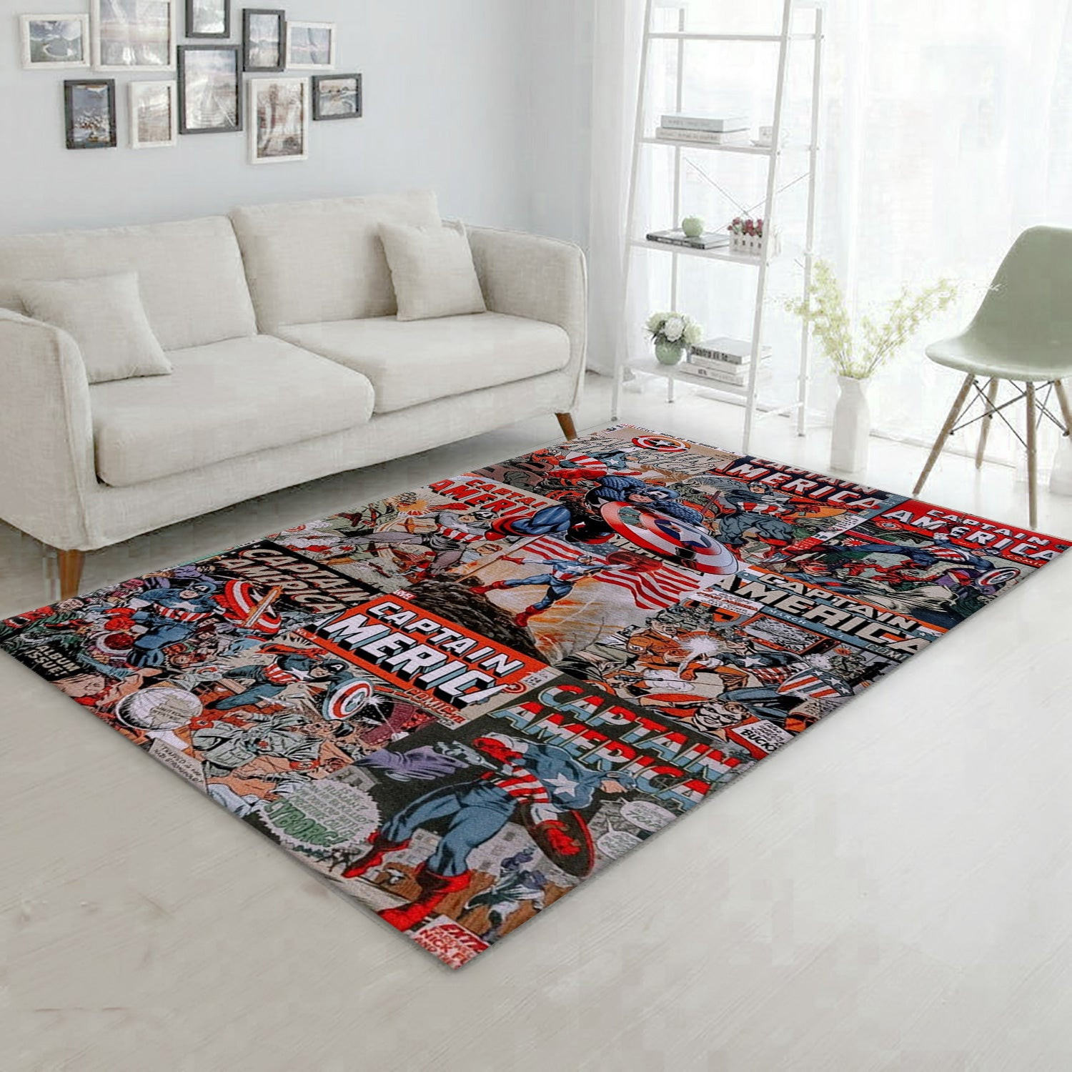 Captain America Comic Area Rug For Christmas, Living Room And Bedroom Rug - Carpet Floor Decor - Indoor Outdoor Rugs