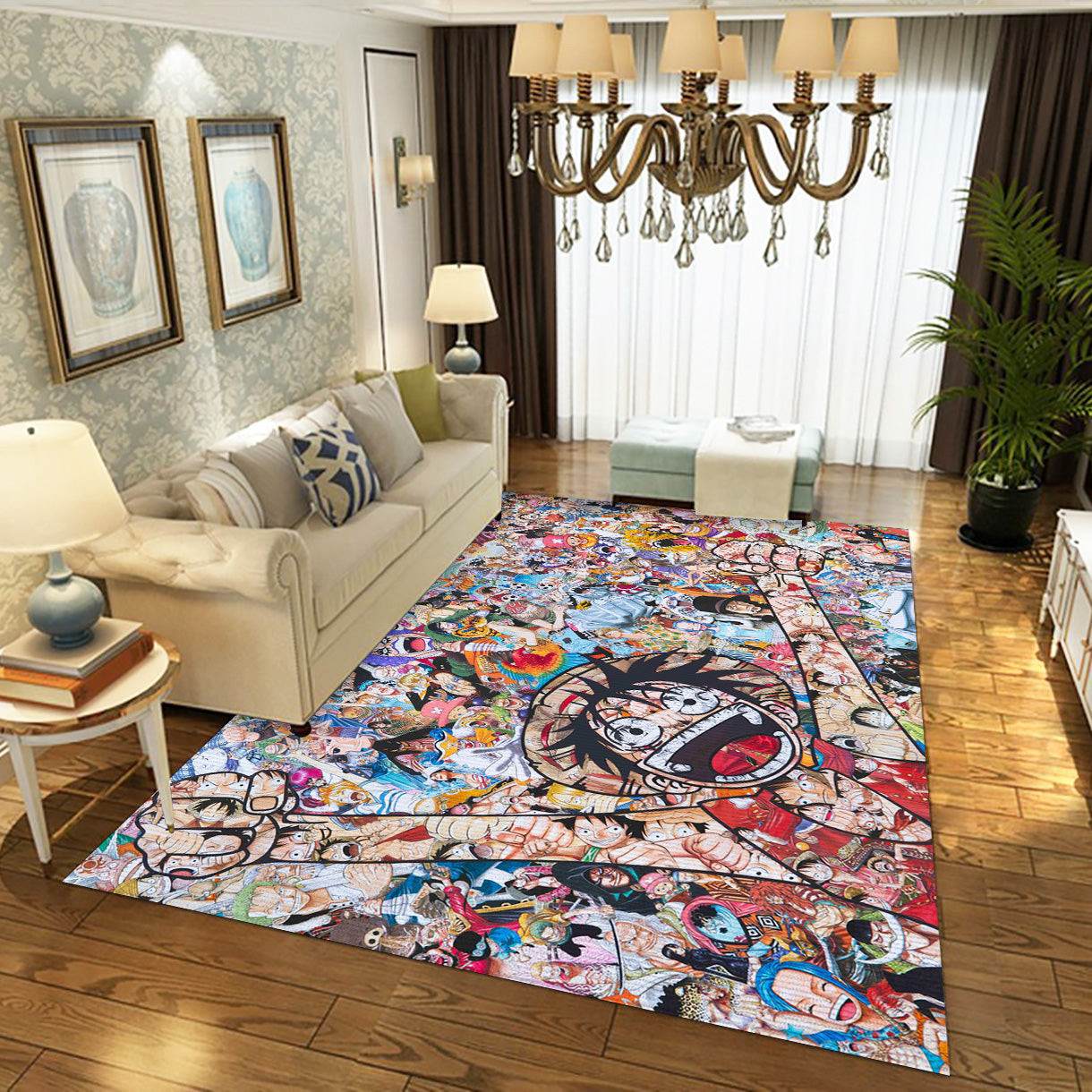 Happy Luffy Movie Area Rug, Living Room And Bedroom Rug - Floor Decor - Indoor Outdoor Rugs