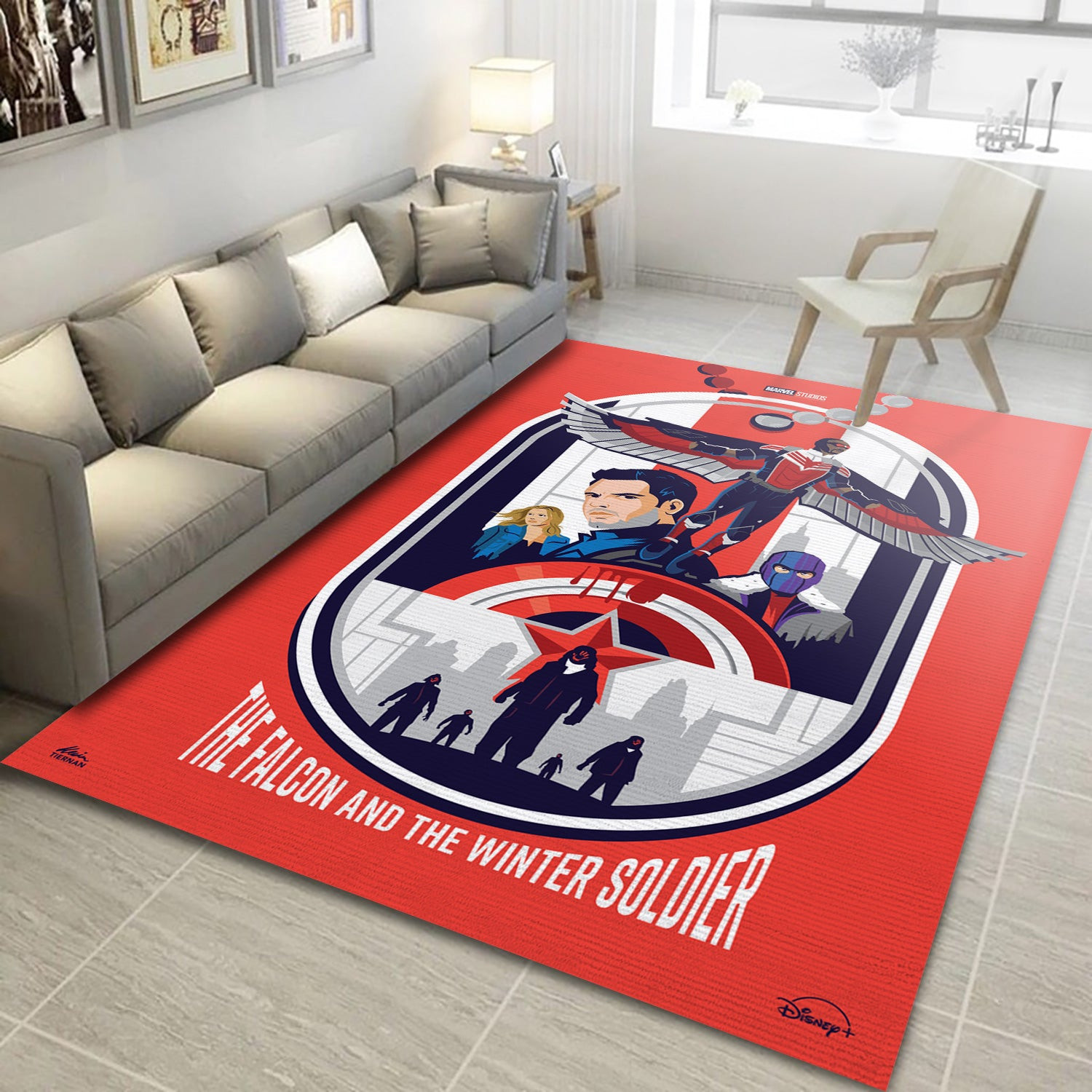 The Falcon And The Winter Soldier Red Version Rug, Living Room Rug - Floor Decor - Indoor Outdoor Rugs