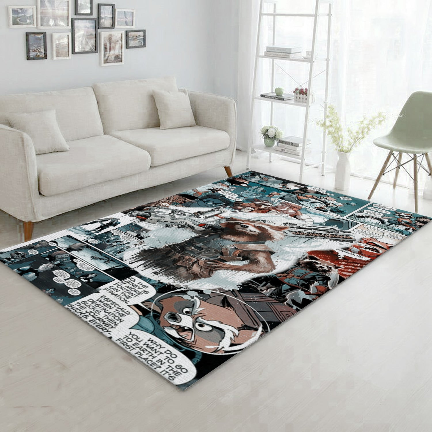 Rocket Raccoon Comic Area Rug, Bedroom Rug - Home US Decor - Indoor Outdoor Rugs