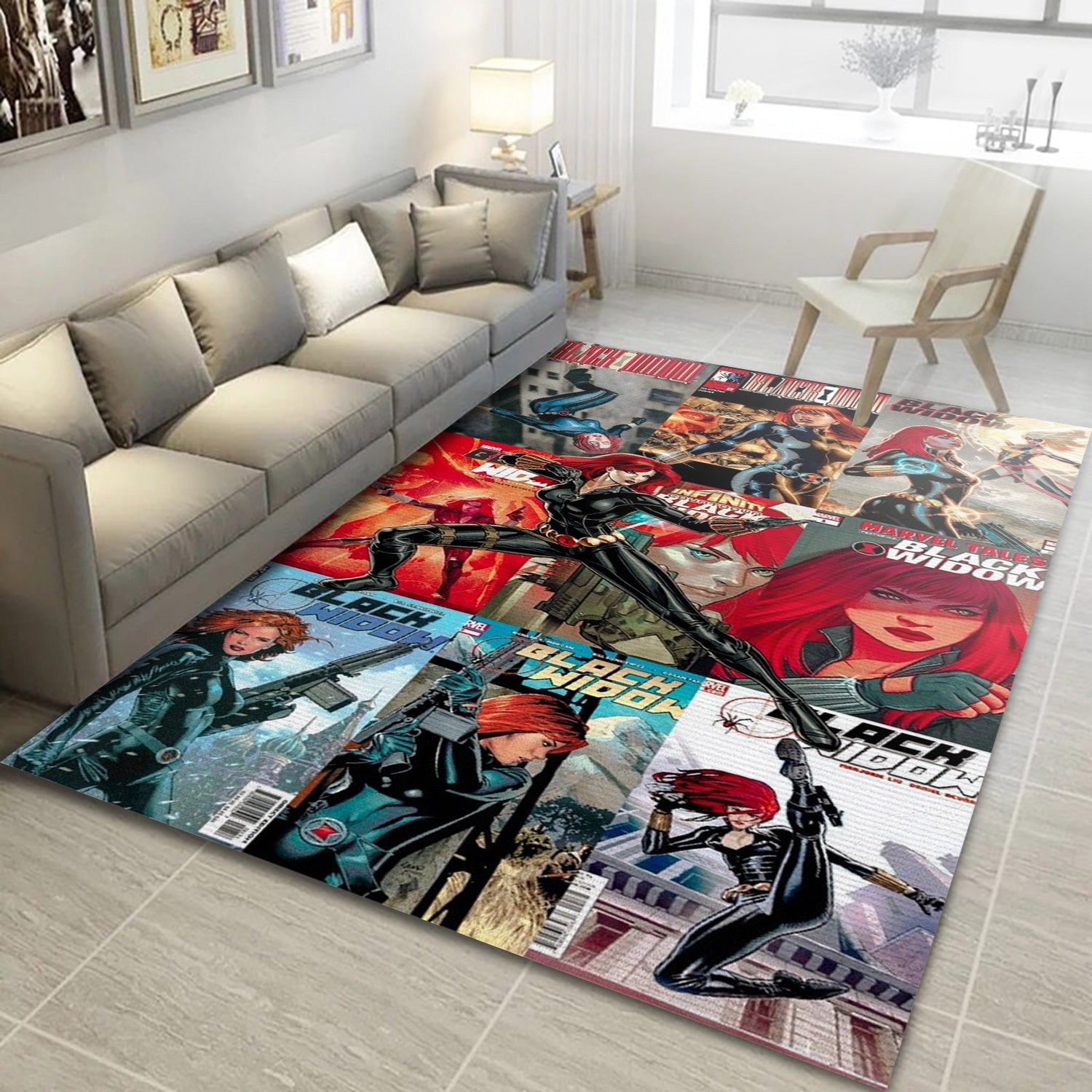 Black Widow Comic Area Rug, Bedroom Rug - Floor Decor - Indoor Outdoor Rugs