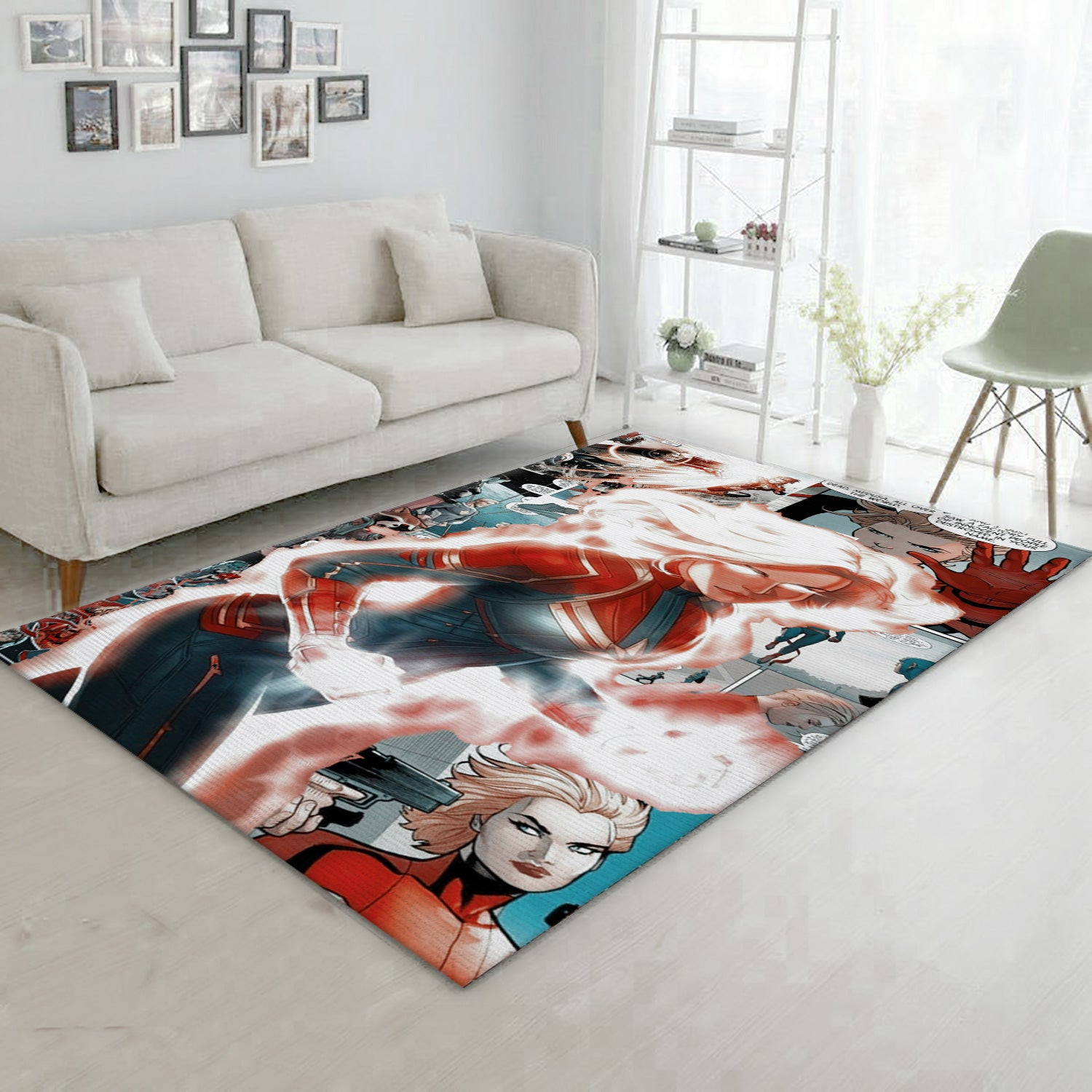 Captain Marvel Comic Ver1 Rug, Bedroom Rug - Home US Decor - Indoor Outdoor Rugs