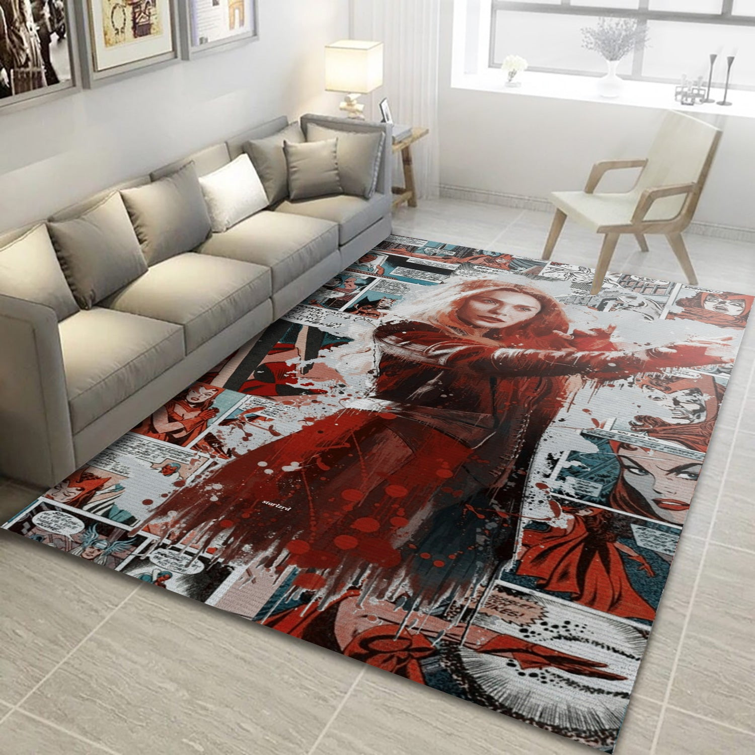 Scarlet Witch Wanda Maximoff Comic Area Rug For Christmas, Living Room And Bedroom Rug - Home Decor Floor Decor - Indoor Outdoor Rugs