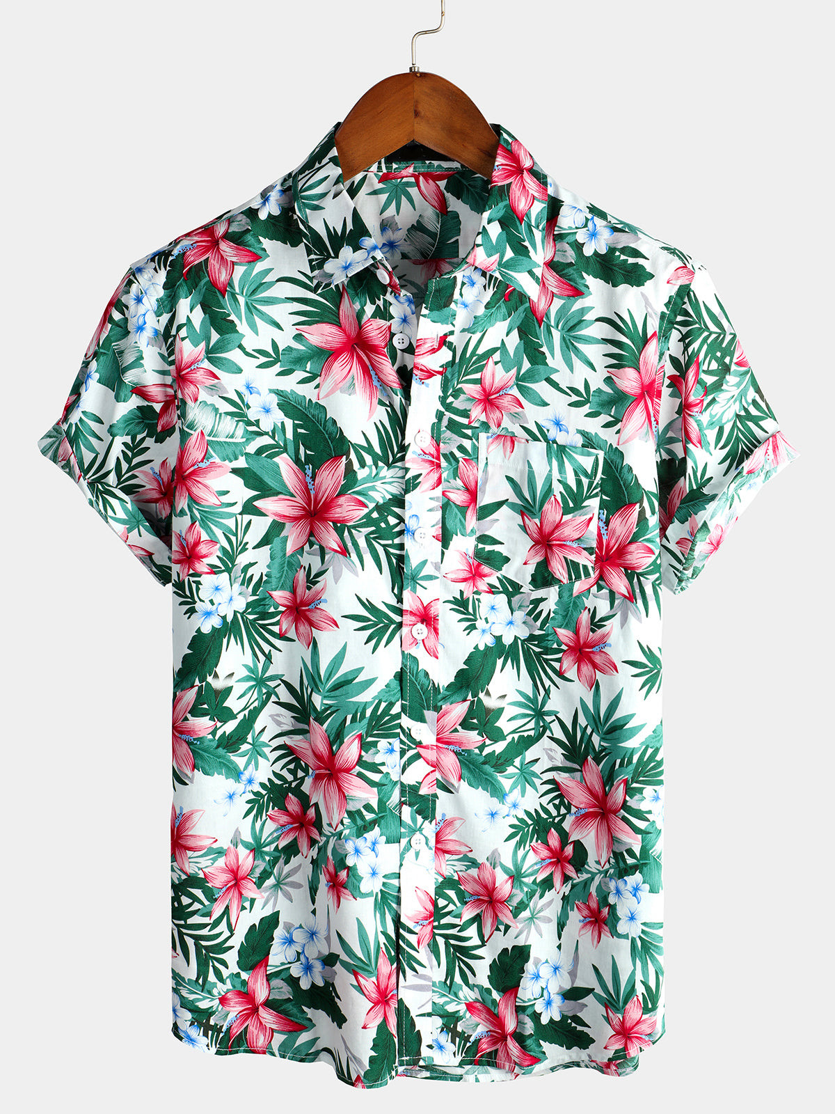 Mens Floral Holiday Cotton Shirt Hawaiian Shirt for Men Women