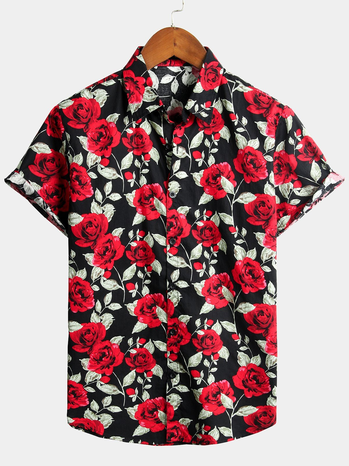 Mens Floral Cotton Tropical Hawaiian Shirt