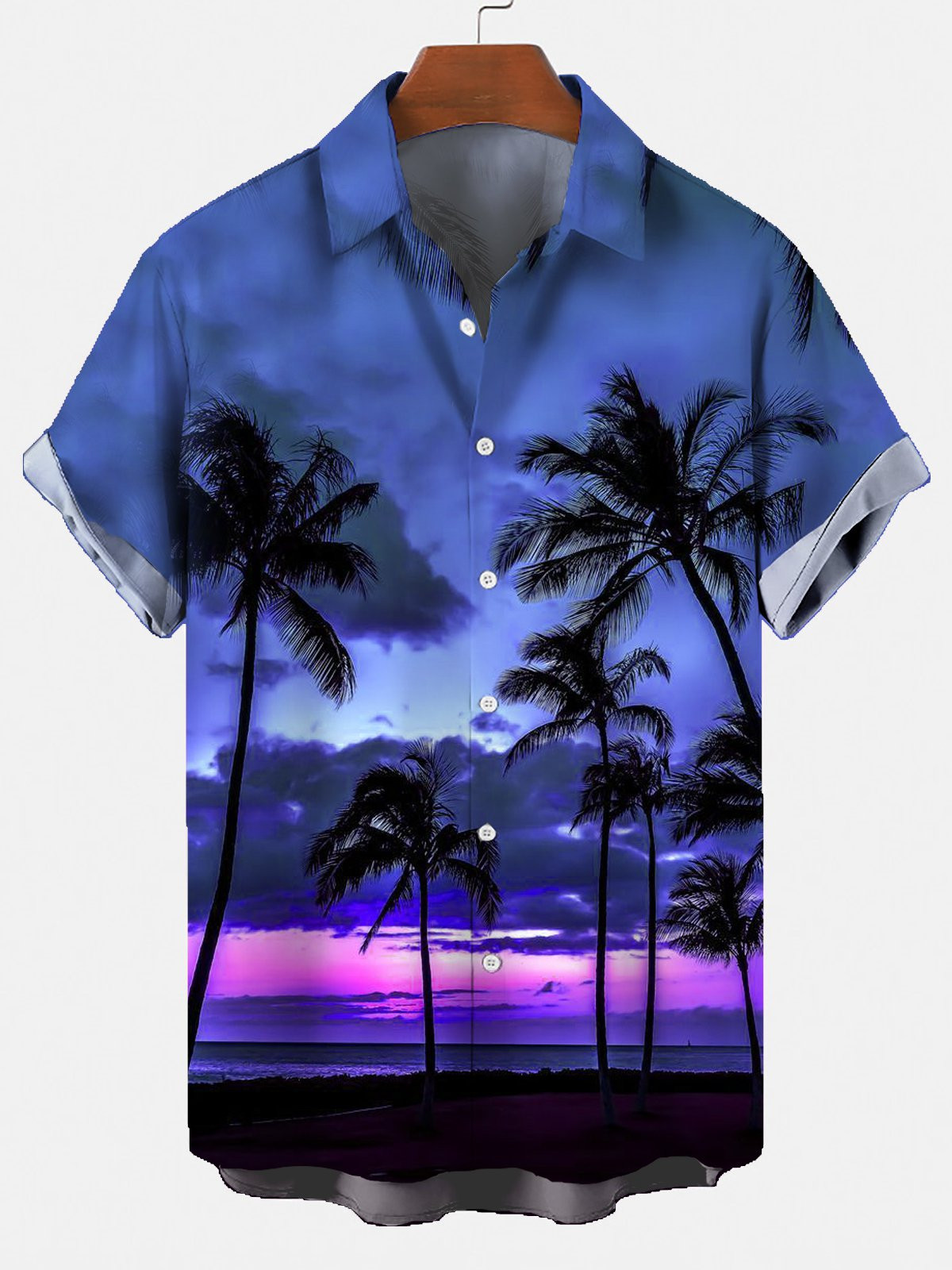 Mens  Plant Coconut Tree Hawaiian Shirts Vacation Beach Plant Scape Tops