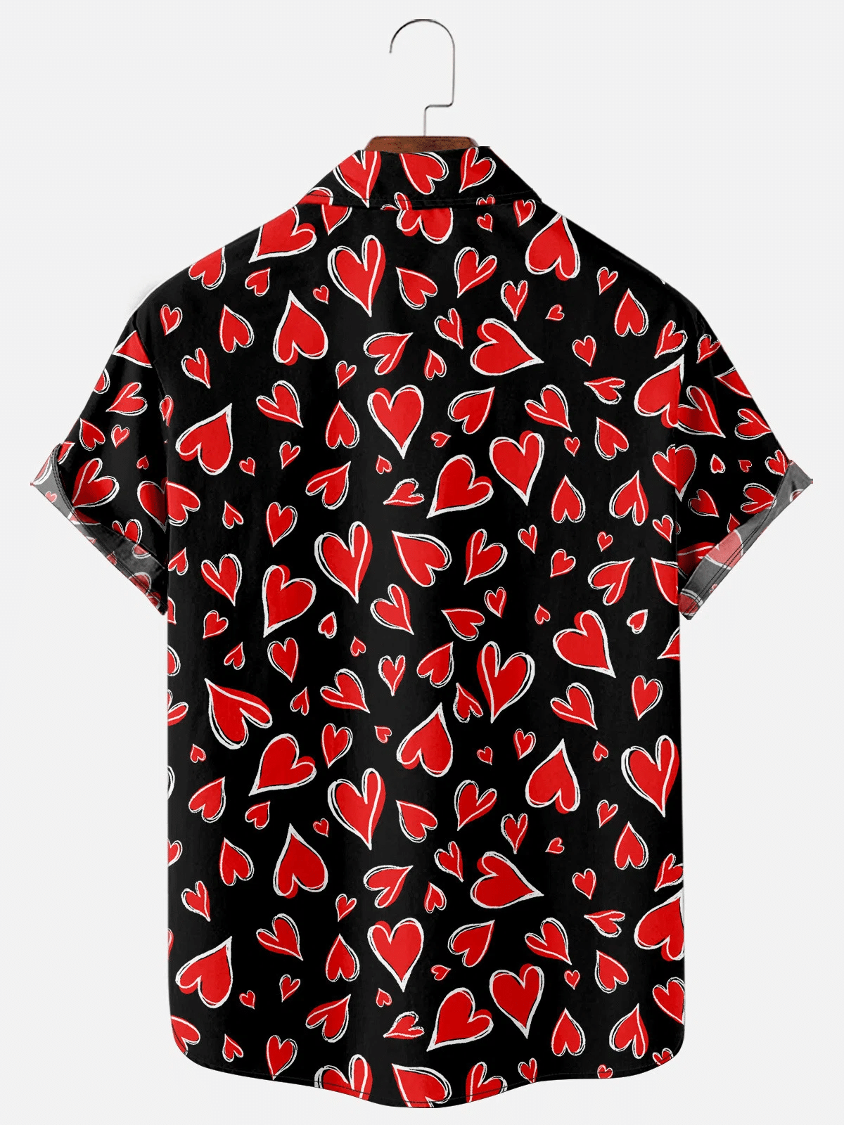 Mens Love Printed Hawaiian Shirts Cotton-Blend Valentines Short Sleeve Tops