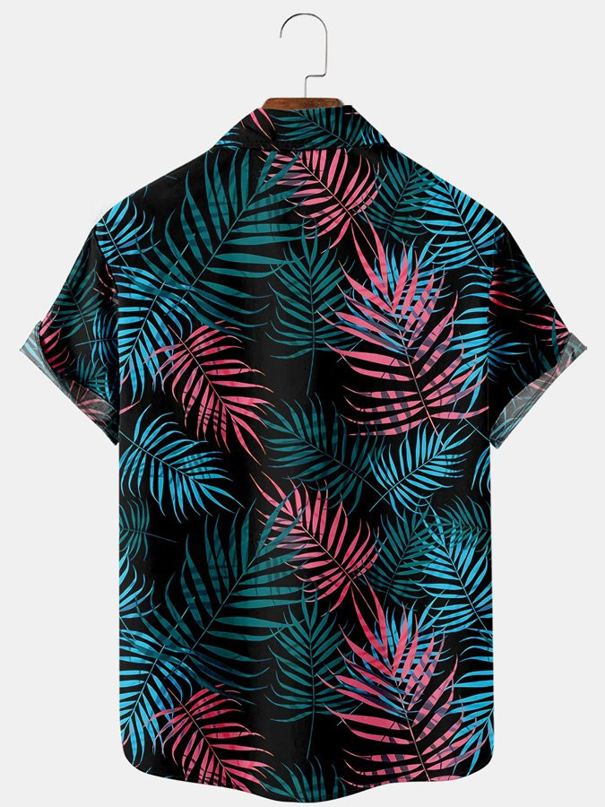 Vacation Leisure Plant Elements Coconut Tree Pattern Hawaiian Style Printed Shirt Top