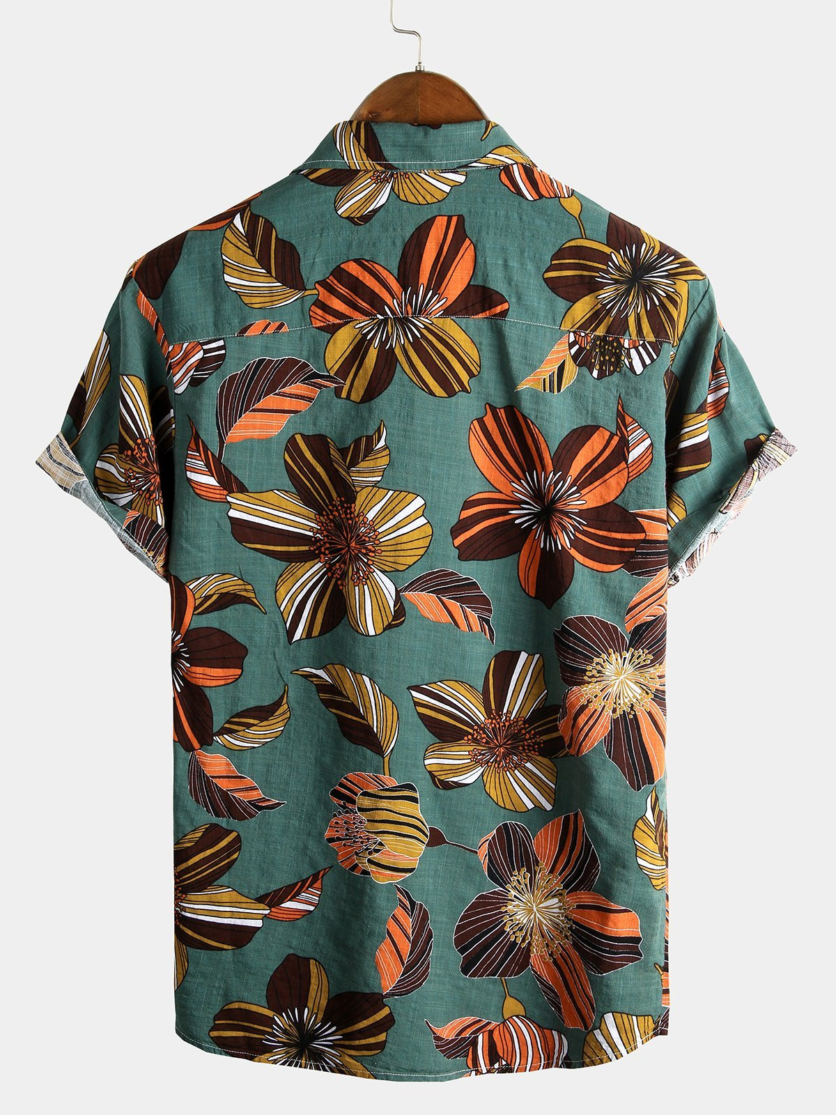 Mens Floral Cotton Tropical Hawaiian Summer Shirt