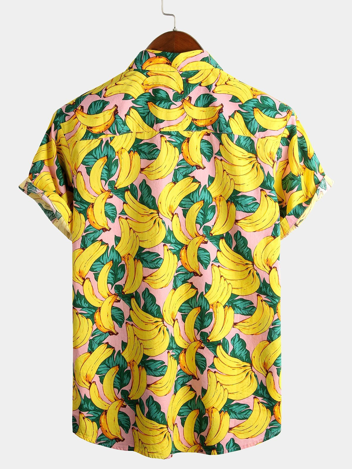 Mens Banana Cotton Fruit Print Tropical Hawaiian Shirt